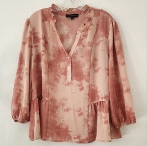 Flying Tomato Elegant Tie-Dye Pink  EUC XL Top